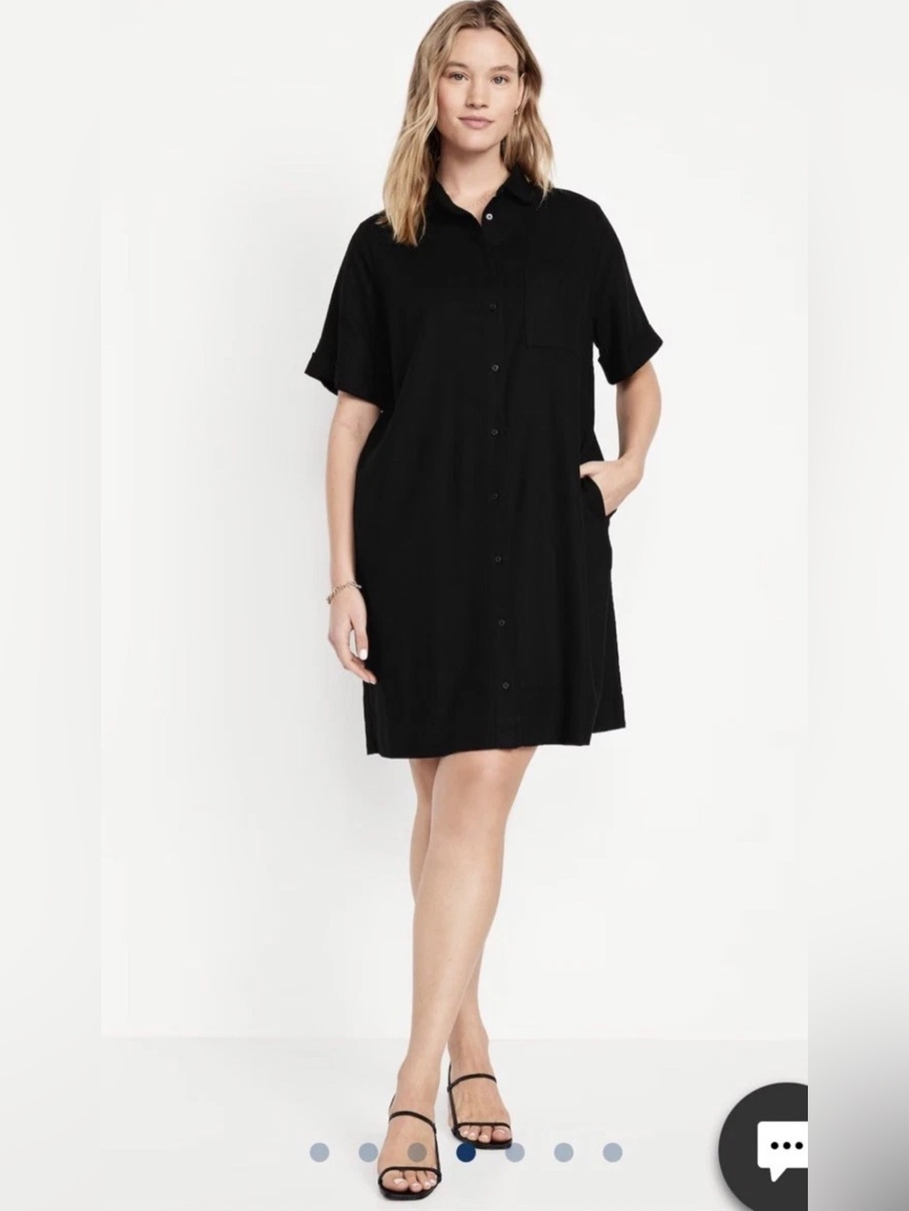 NWT Old Navy Classic Black Linen Blend Mini Shirt Dress Women’s Size L